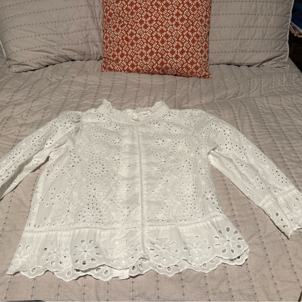 Chic White Eyelet Lace Blouse